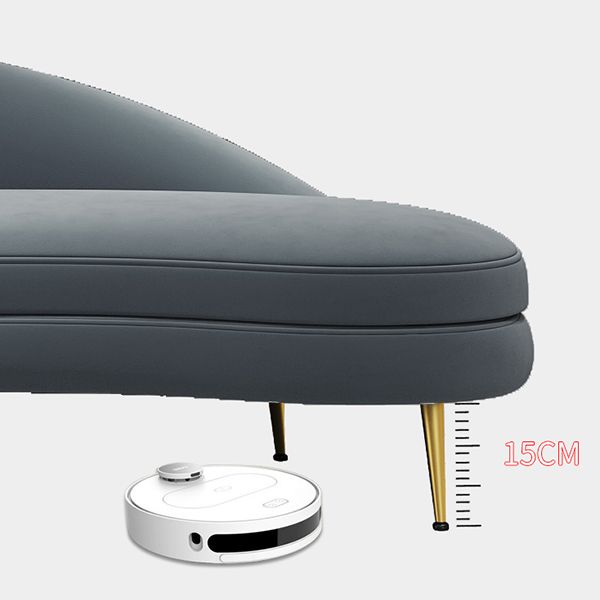 Scandinavian Solid Color Velvet Rolled Arms Tufted Chaise Chair