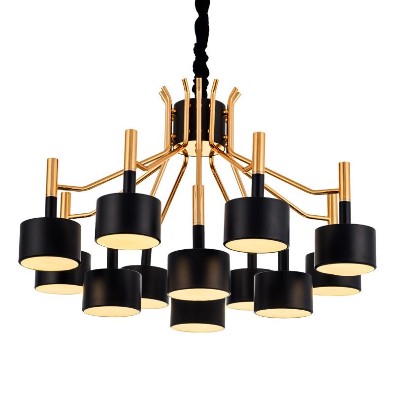 Drum Shade Chandelier Light Post-modern Metal Living Room Suspended Lighting