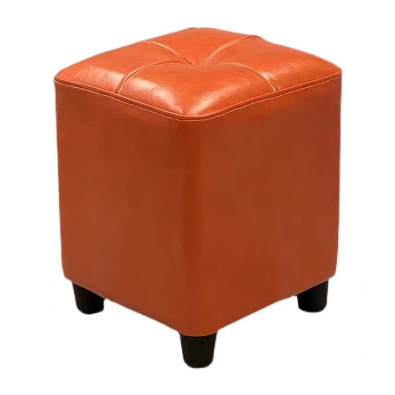 Contemporary PU Leather Pouf Chair Plain Square Tufted Water Resistant Target Pouf