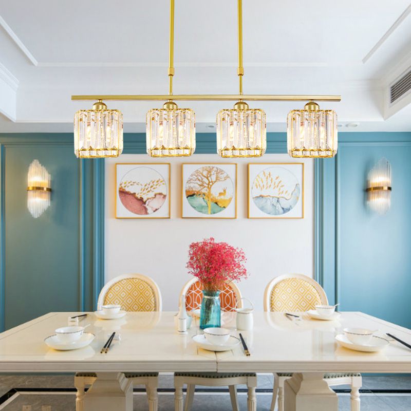 Squares oro Isola illuminazione Isola Stile Minimalista Crystal Island Pendant Light