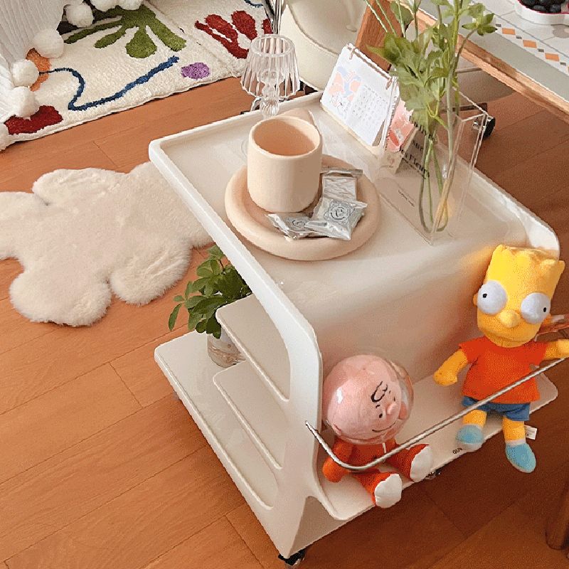 Modern Acrylic Sofa Side Accent Table 21.65" High End Table with Storage