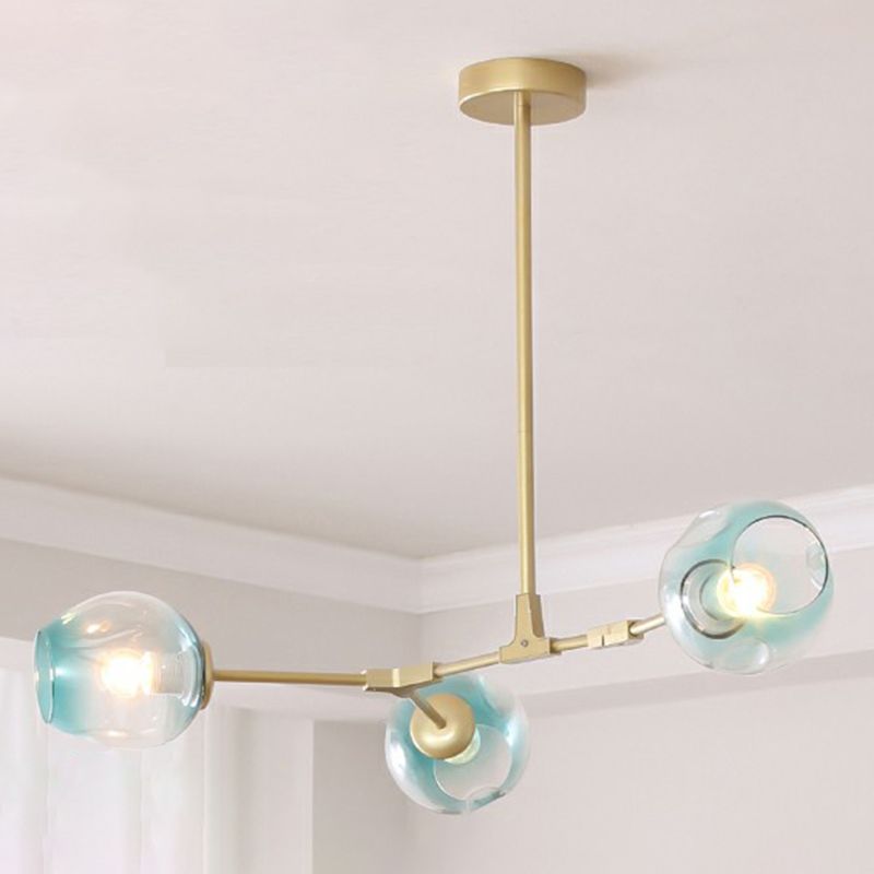 Nordic Molecule Ceiling Pendant Light Dimpled Glass Living Room Chandelier with Pivot Joint