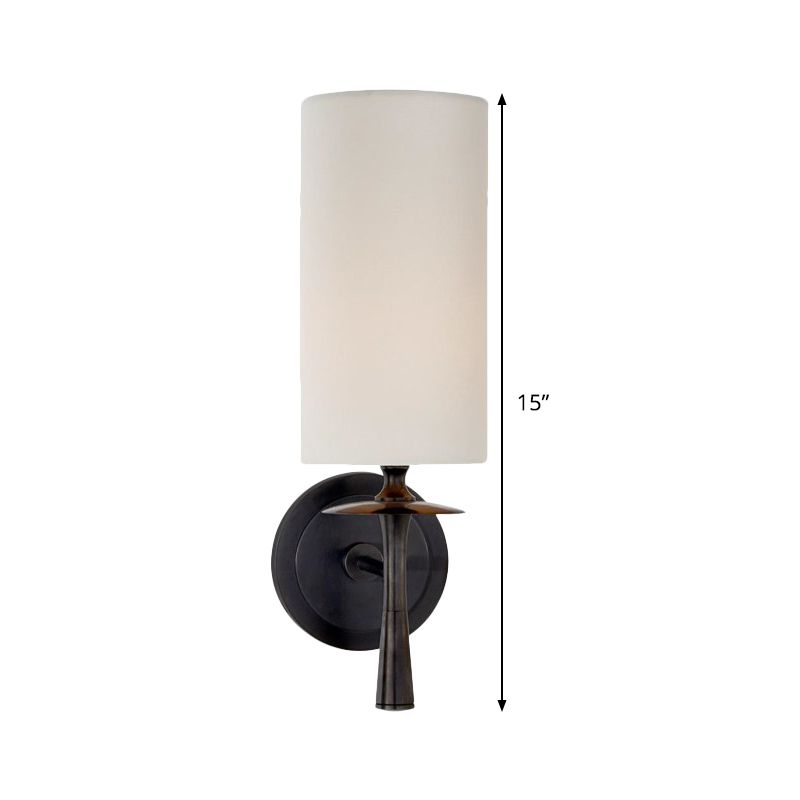 Modern 1 Head Wall Lighting Black Cylindrical Sconce Light Fixture with White Glass Shade