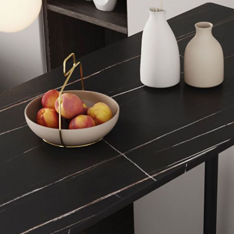 Industrial Black Metal Bar Table Faux Marble Rectangle Top Bistro Table - 47" x 23" x 41"