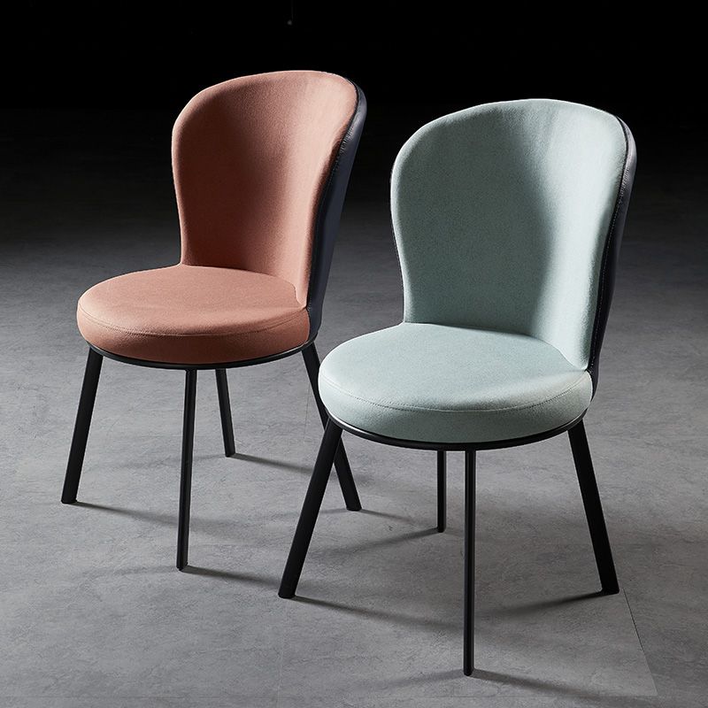 Industrial Style Upholstered Dining Chairs Solid Back Armless Dining Chair