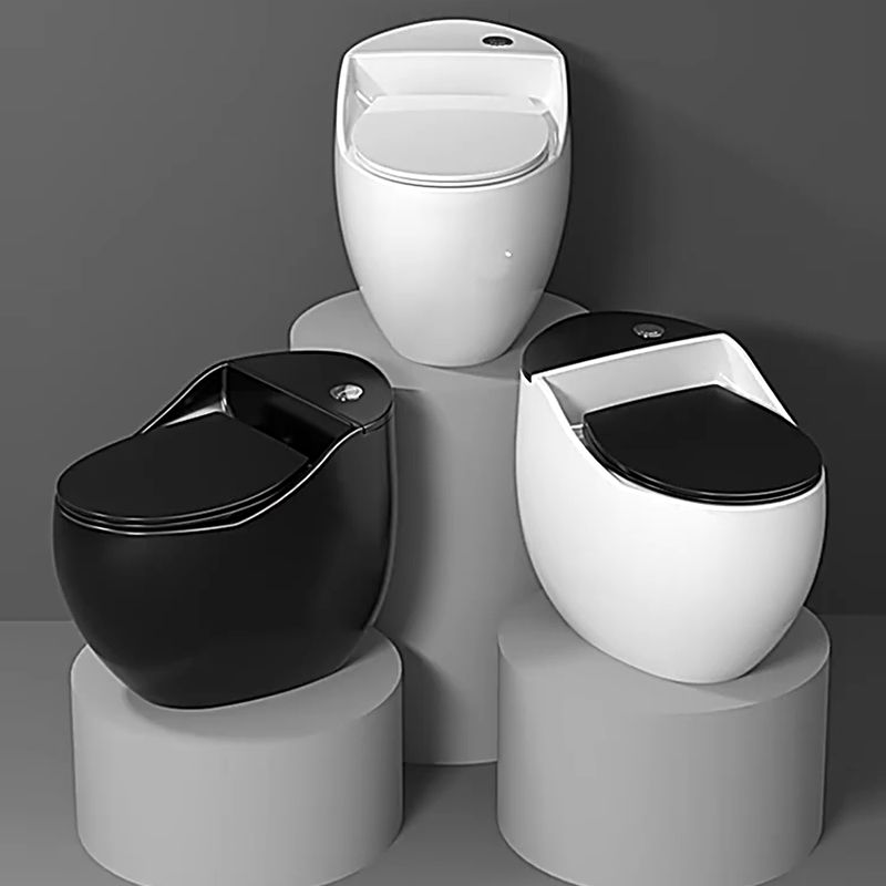Modern Ceramic Flush Toilet Floor Mount Urine Toilet with Slow Close Seat for Washroom