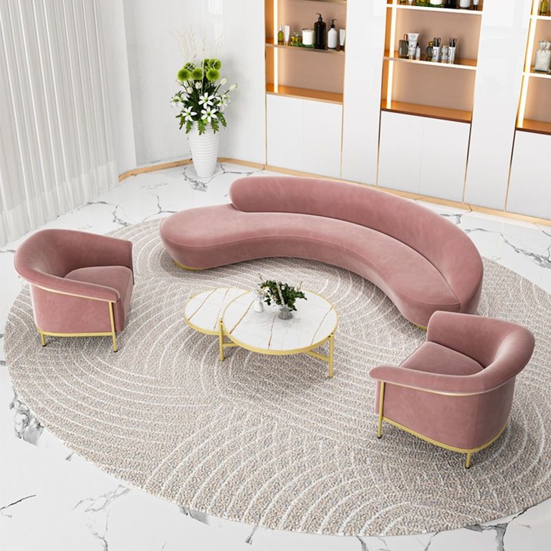 Scandinavian Cushions Tuxedo Arm Curved Living Room Fabric Settee