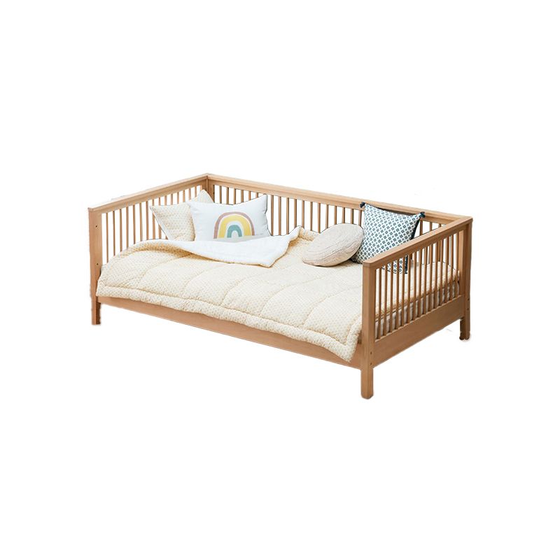Contemporary Glam Solid Wood Nursery Crib Washed Natural with Guardrail