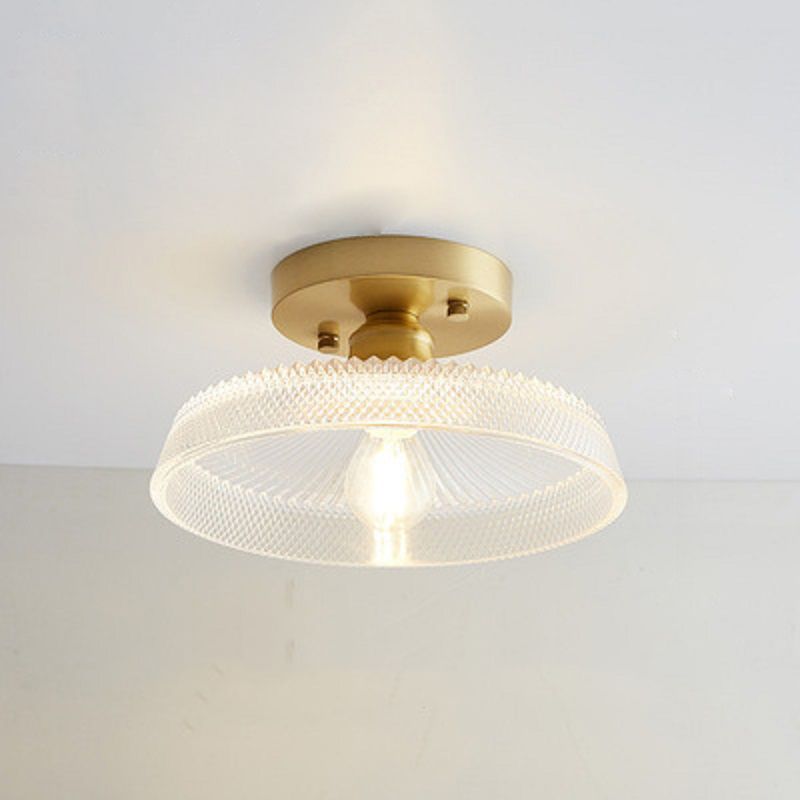 Modern Ceiling Light 1-Light Copper Ceiling Mount Light with Glass Shade for Aisle