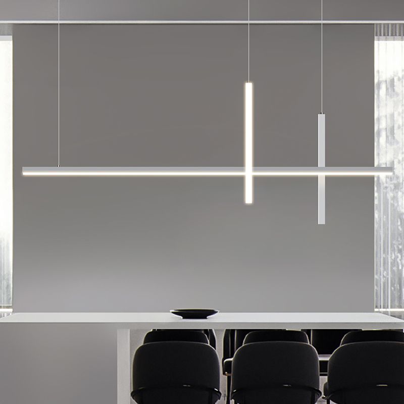 Modern Aluminium Island Lighting Fixtures Linear 3-Head Restaurant LED Suspension Lamp