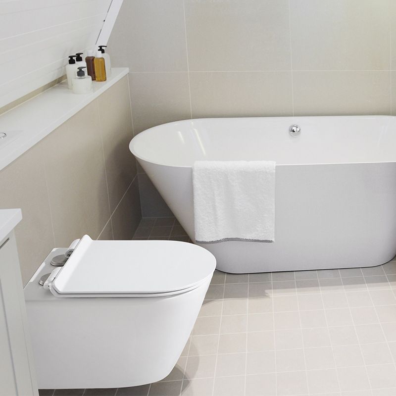 Modern Wall Mount Toilet All-In-One Porcelain Single Flush Toilet Bowl