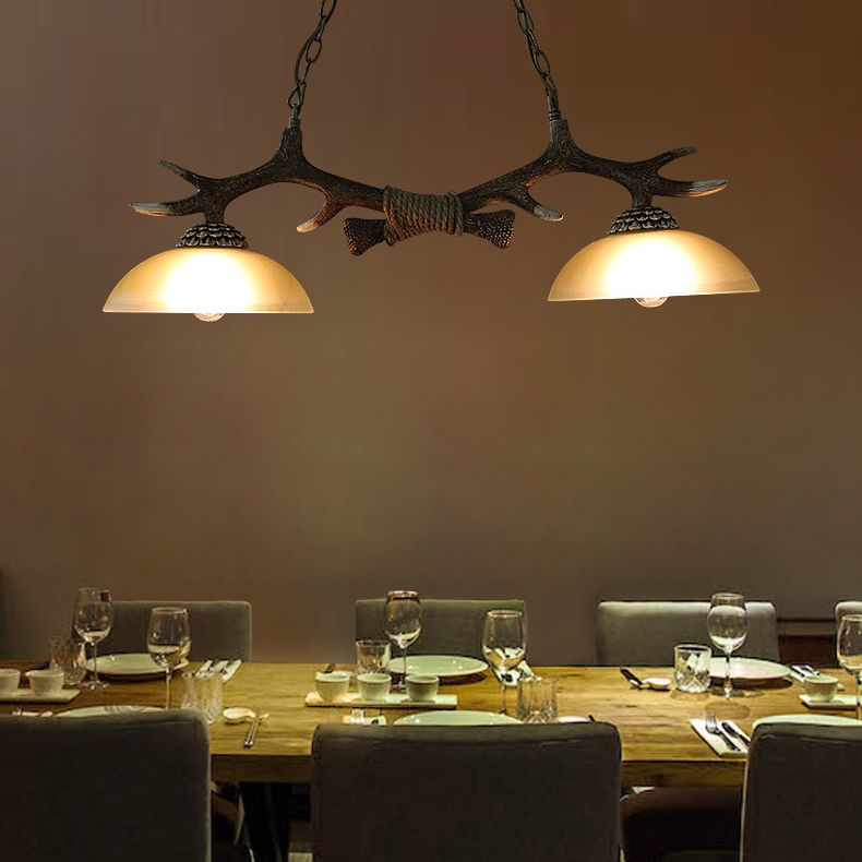 Wood 2 Lights Chandelier Light Fixtures Deer Antler Cottage Chandelier Lighting for Bar