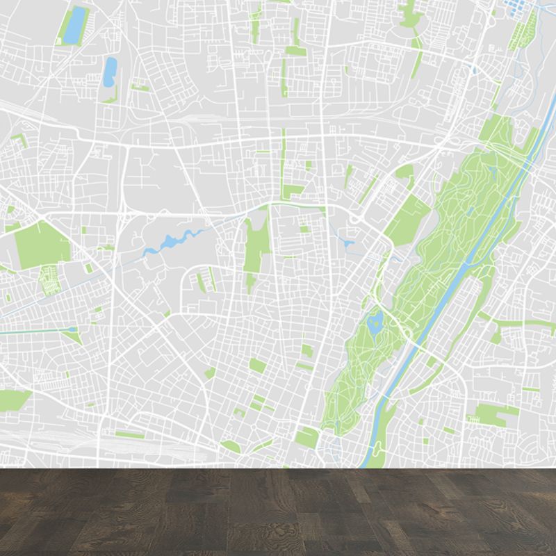 Non-Woven Pastel Mural Modern Satellite Map Wall Covering, Custom Size Available