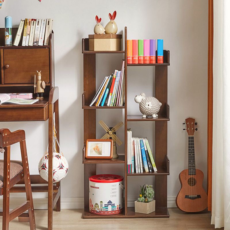 Mid Century Modern Wooden Bookcase with Shelves for Home Office