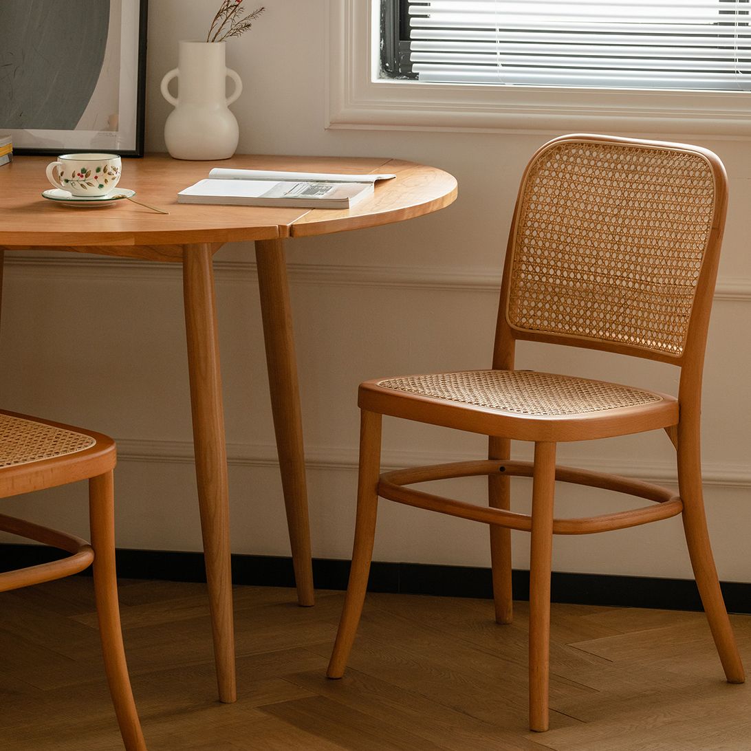 Modern Solid Wood Drop Leaf Round Top Dining Table with 4 Legs