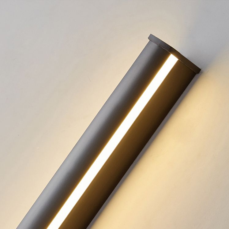 Metal Linear Shape Wall Light Modern 1 Light Wall Mount Fixtures in Black