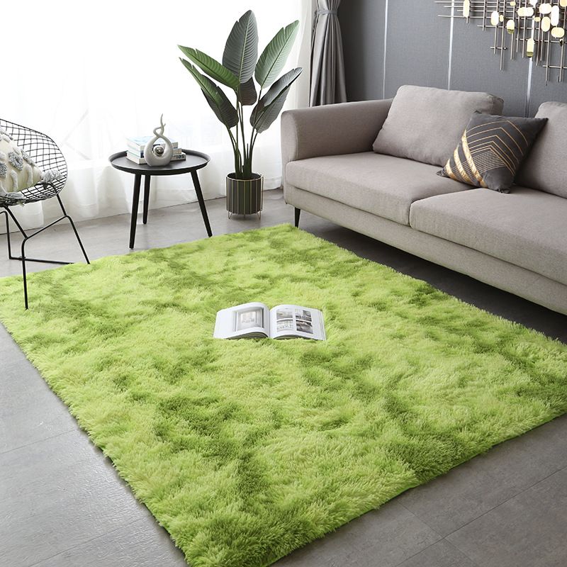 Minimalist Living Room Rug Simple Tie Dye Print Carpet Polyester Shag Rug with Non-Slip Backing