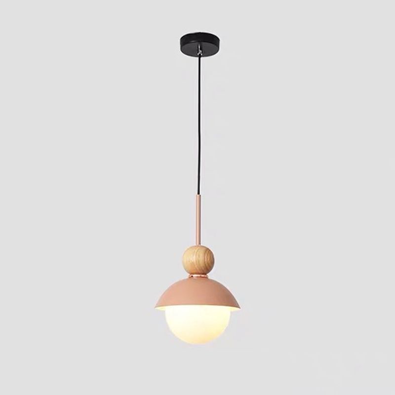 Bedside Globe Pendant Lamp Aluminum 1 Head Macaron Suspension Light