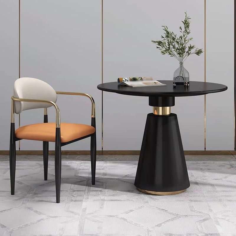 Metal Traditional Luxury Round Table for Dining Room Stone Top Table with Pedestal