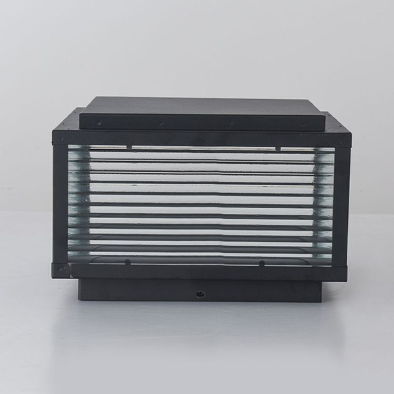 Metal Rectangle Shape Outdoor Light Modern Style 1 Light Solar Pillar Lights in Black