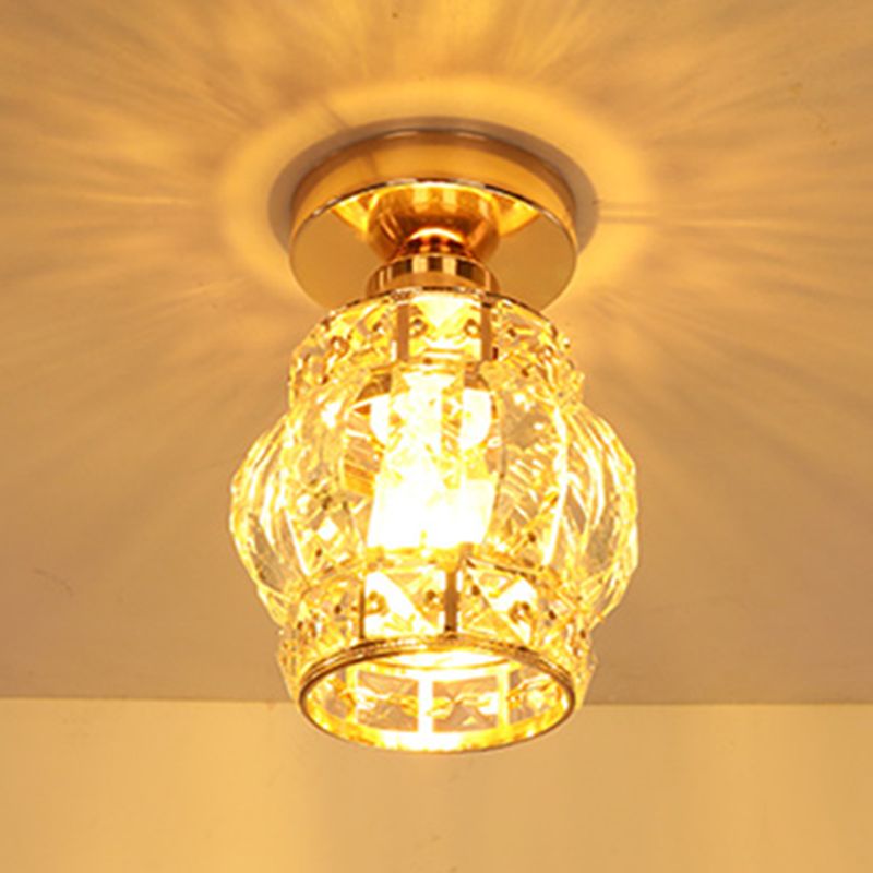 Petit plafonnier boule d'or moderne, 1 ampoule, plafonnier en cristal pour allée