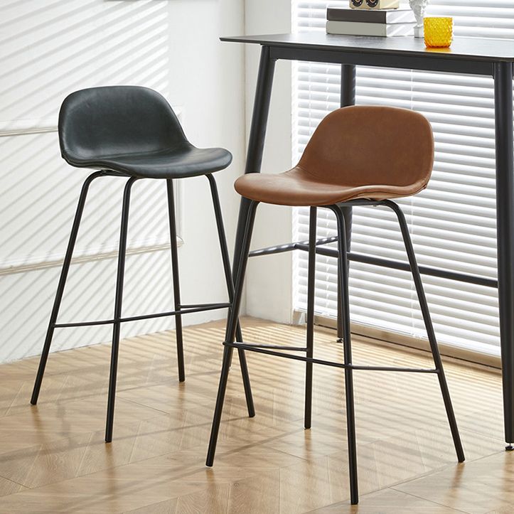 Low Back Dining Stools Faux Leather Bar Stools with Metal Base
