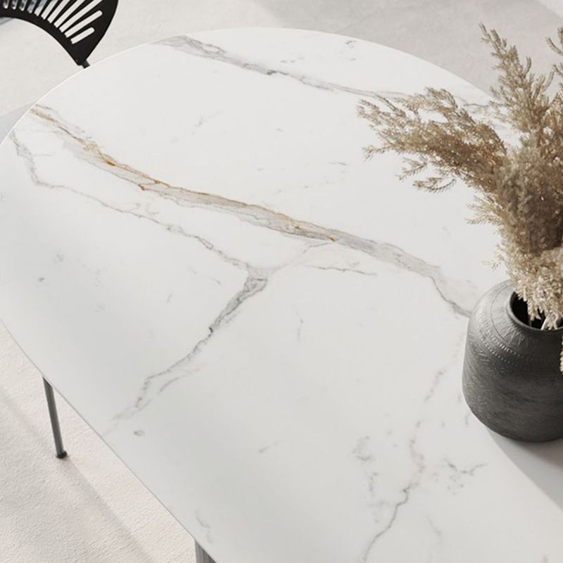 Mesa de comedor ovalada moderna de piedra Mesa de pedestal de acabado mate para el hogar