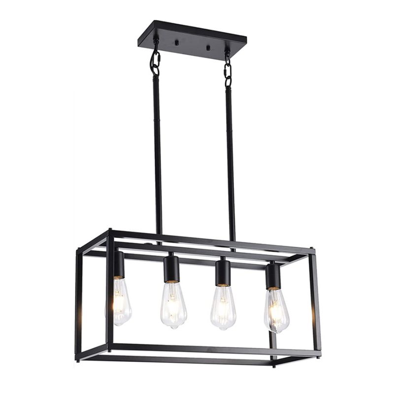 Industrial Pendant Light Rectangle Shape Island Light with Metal Shade for Living Room