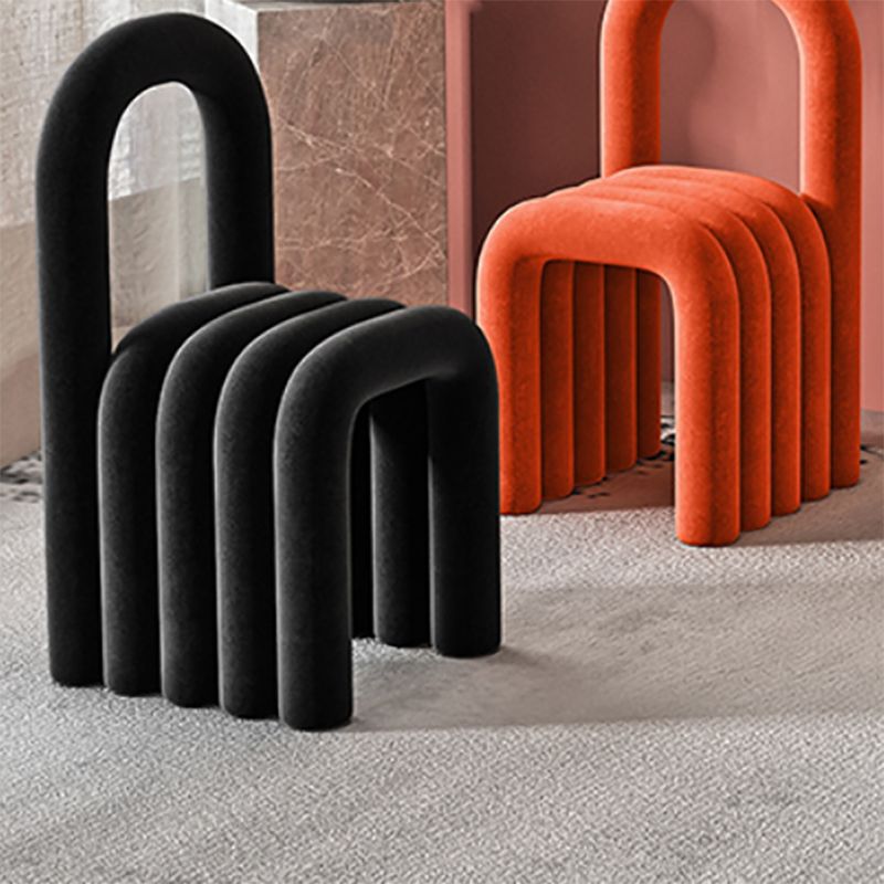 Contemporary Open Back Chair Velvet Dining Side Chair for Indoor