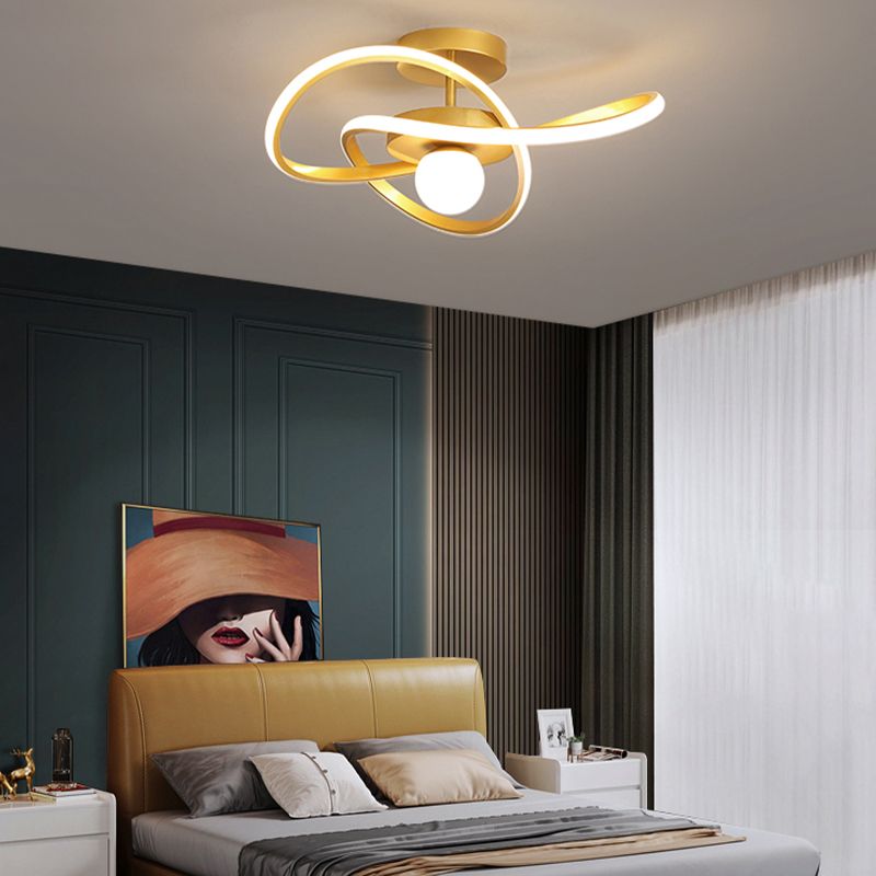 Minimalism Ceiling Light Twisted Flush Mount with Metal for Bedroom