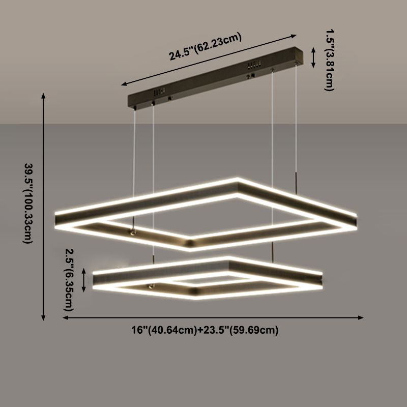 Modern vierkante kroonluchter licht multi-tier hangende hanglampen met acrylschaduw