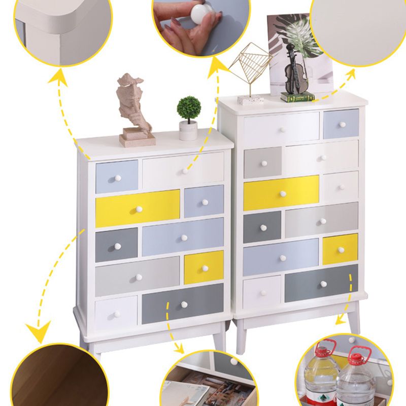 Modern Style Storage Chest Vertical Wood White Storage Chest Dresser with Drawers