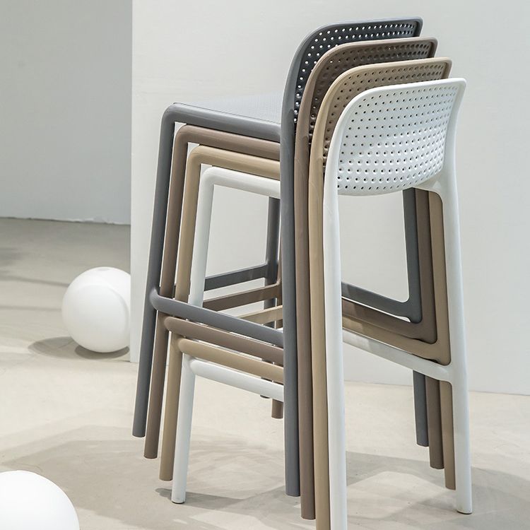 Taburete de bar de plástico para dormitorio, taburete moderno sin brazos con respaldo, asiento de plástico