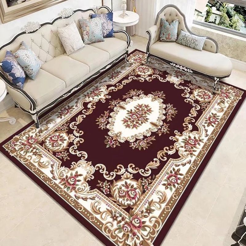 Mid-Century Area Rug Medallion Print Carpet Polyester Area Rug with Non-Slip Backing