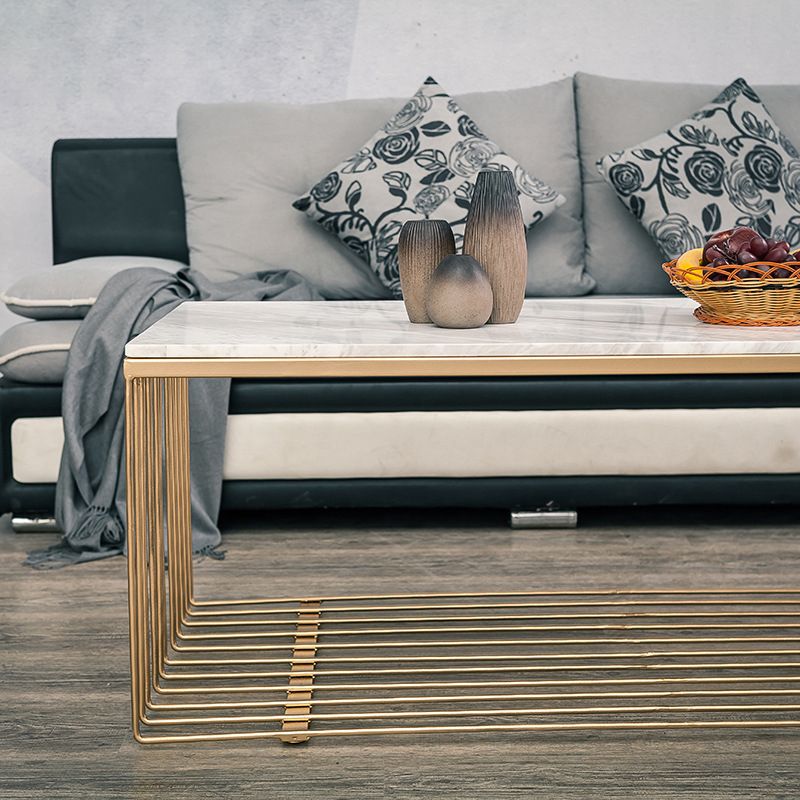 Frame Base Coffee Table Rectangular Gold Metal Cocktail Table