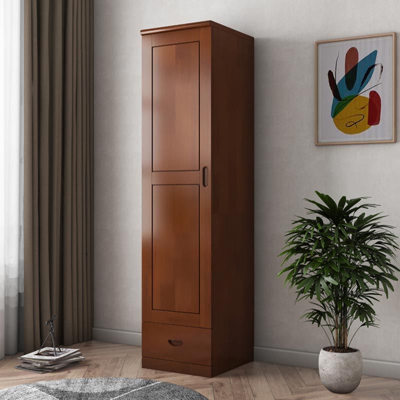 74.8"H Traditional Rubberwood Storage Cabinet with Garment Rod Matte Finish Cabinet