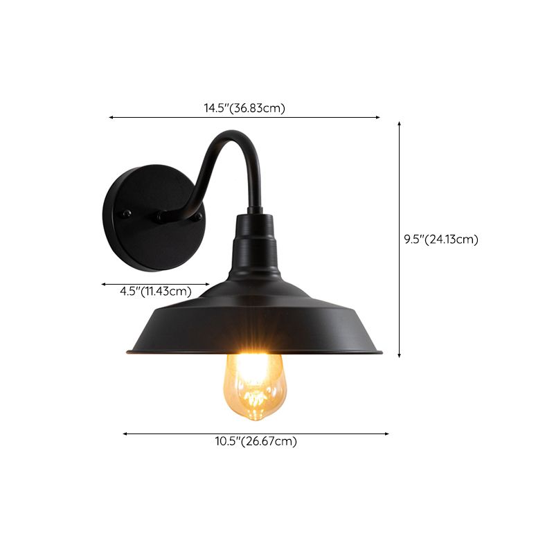 Flat Shape Wall Light Industrial Style Metal 1 Light Wall Lamp in Black