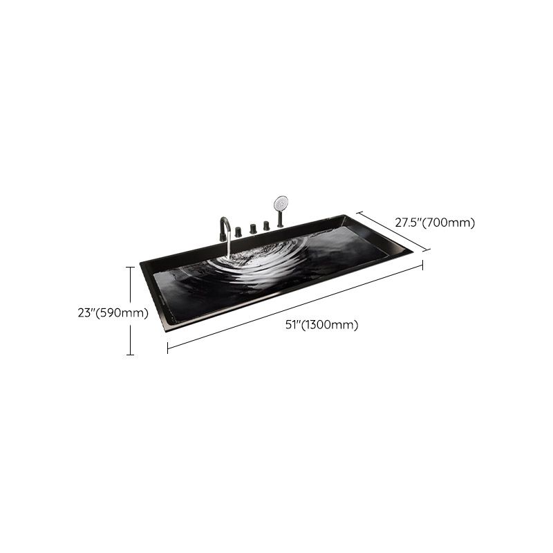 Modern Acrylic Embedded Bathtub Rectangle with Drain Bath Tub and Overflow Hole
