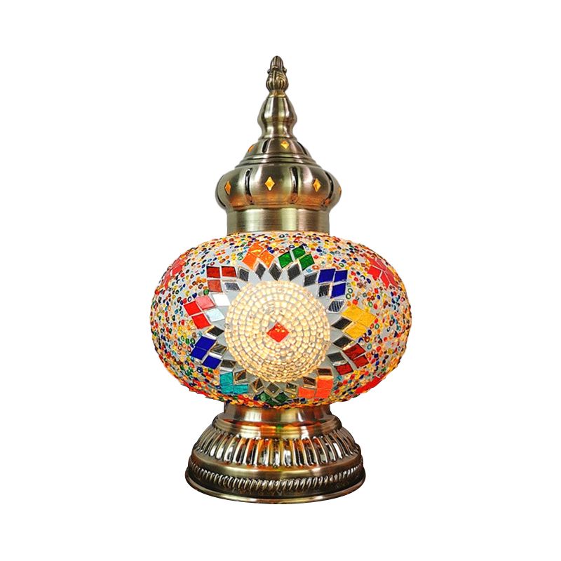 Lampada da comodino decorativa ovale con 1 lampadina Lampada da comodino in vetro realizzata a mano in bianco/giallo/blu