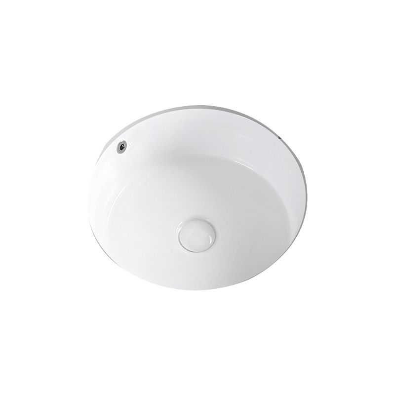 Modern Vessel Lavatory Sink Round Porcelain with Overflow Undermount Bathroom Sink