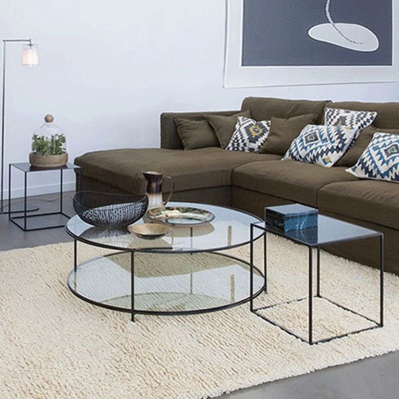 Mid-Century 15.7-inch Wide Iron End Table Frame Square Simple Side Table