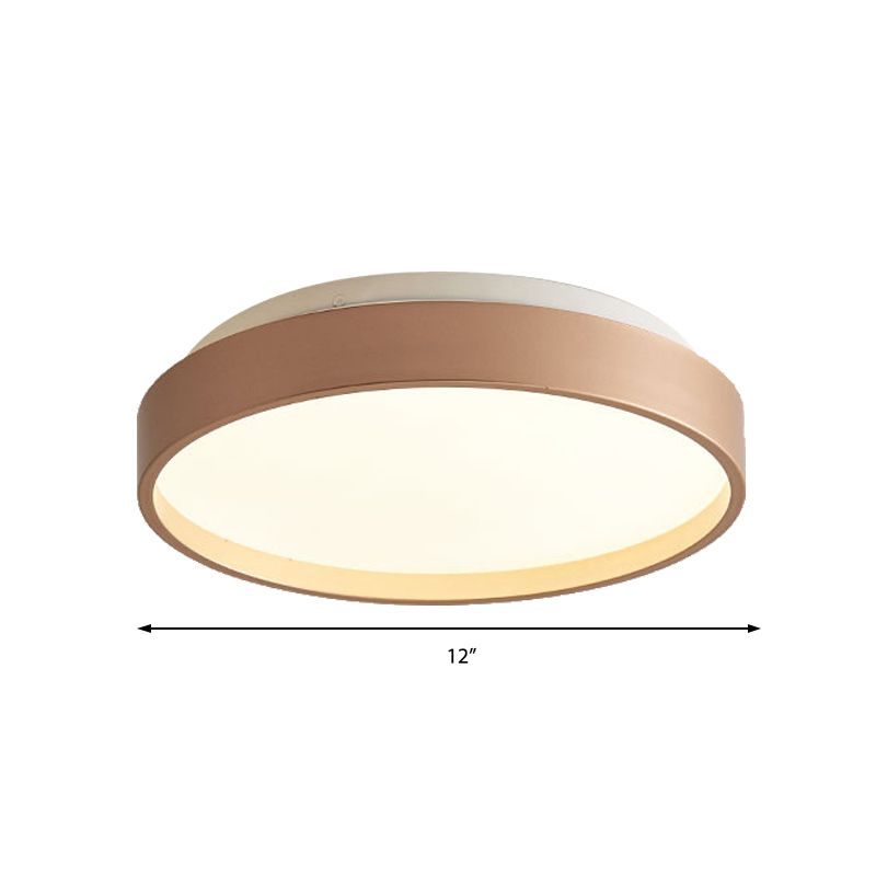 12"/18" Round Flush Light Modern Acrylic 1 Light Flush Mount Ceiling Light in Coffee Bronze/Gold/White for Indoor