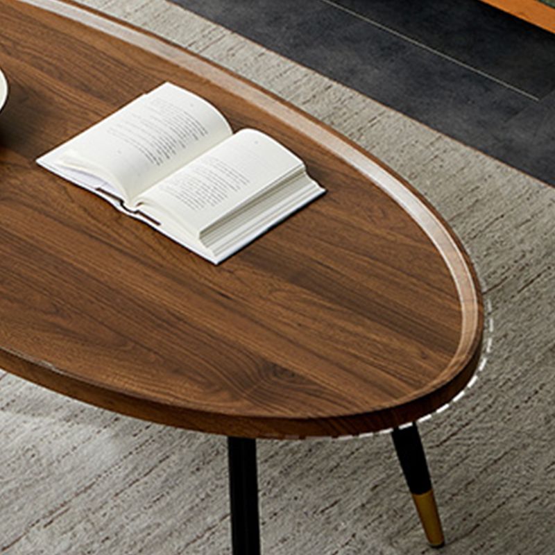 Round/oval Black Metal 3/4 Leg Base Design Wood Table Panel Coffee Table