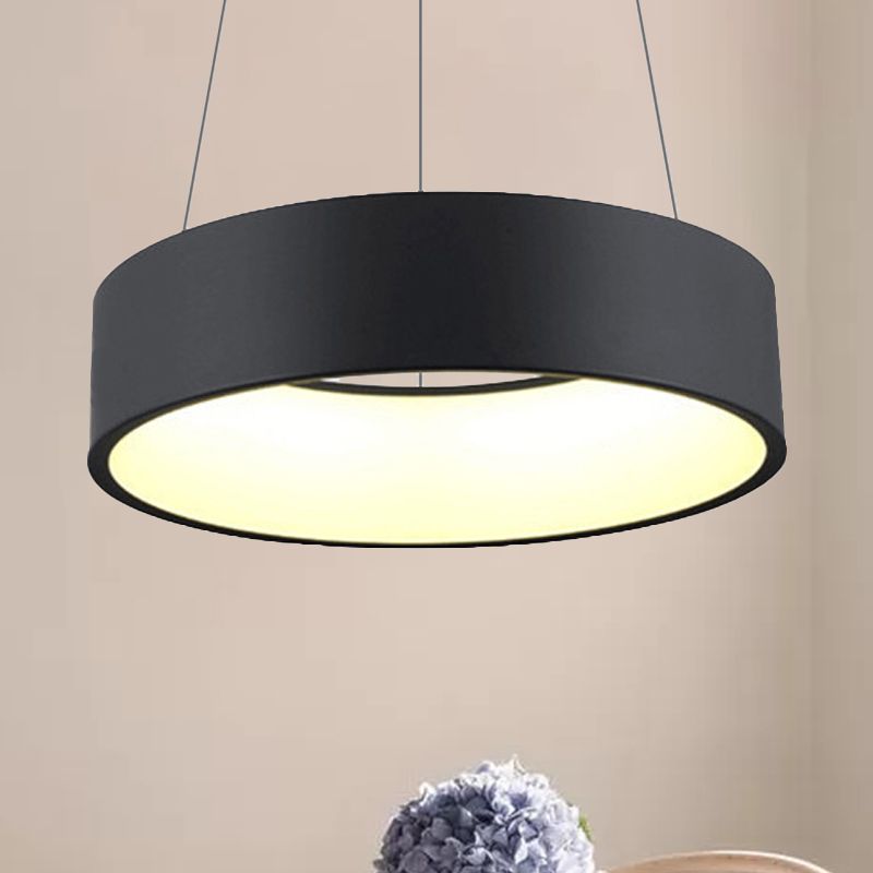 18"/23.5"/31.5" Dia Ring Ceiling Light Minimalist Metal White/Gray/Black Integrated LED Pendant Light Fixture for Dining Room