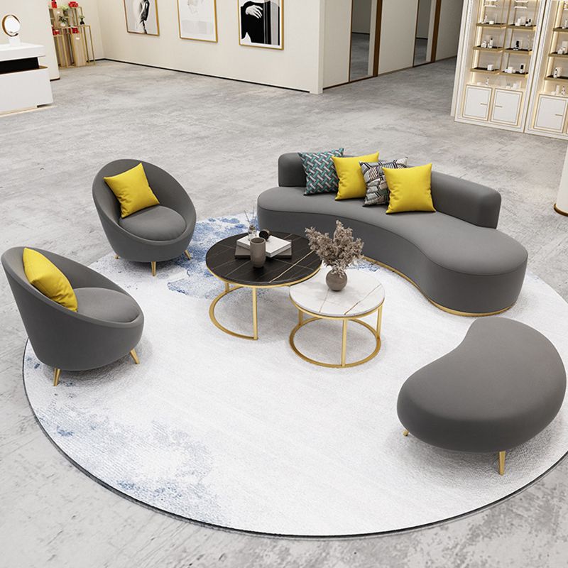 Velvet Contemporary Curved Sofa Standard Armless Sofa for Living Room