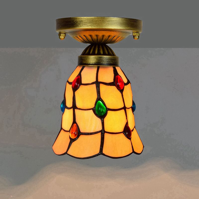 Plafonnier semi-encastré ombré Tiffany à une ampoule en verre teinté