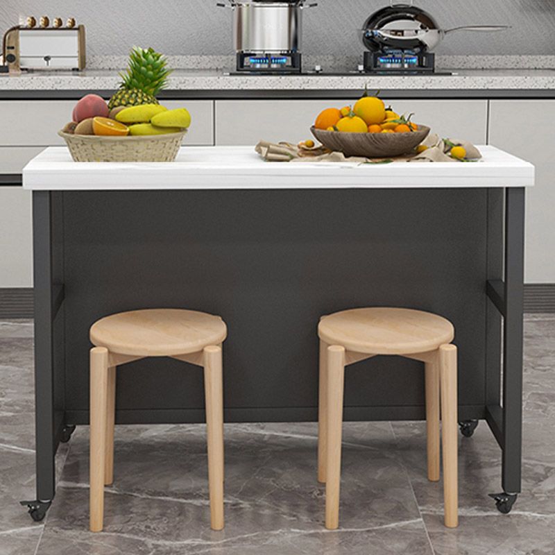 Rolling Modern Kitchen Island Table Dining Room Open Storage Prep Table