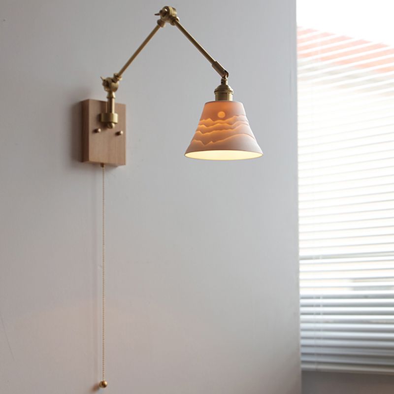 Swing Arm Wall Lamp Modern Ceramic Sconce Lighting for Bedroom