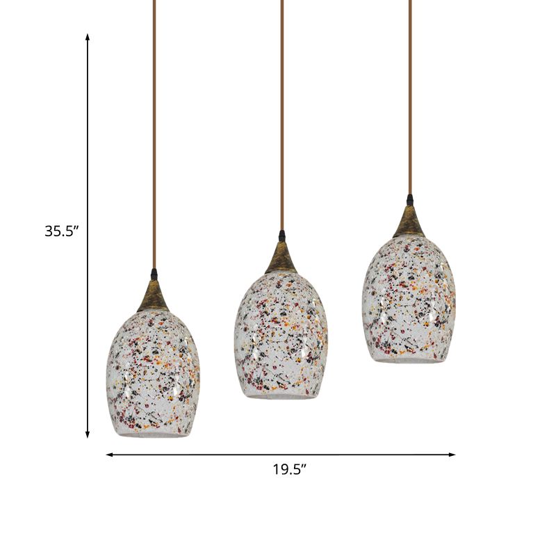 Brass 3 Lights Down Lighting Baroque Cut Glass Ellipse Spotted Multi Pendant Hanging Light