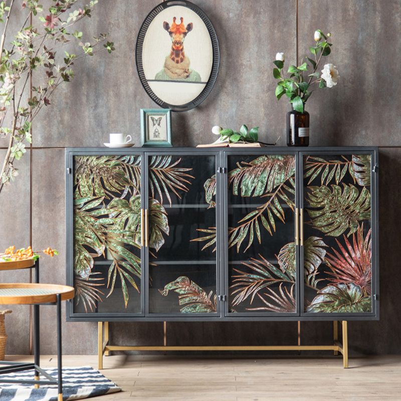 Iron 2/4 - Door Accent Cabinet Industrial Accent Cabinet with Wood Accents